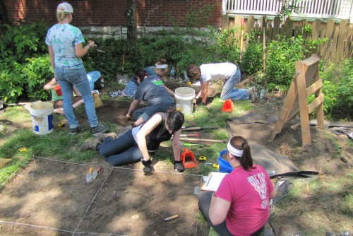 Anthropology Students Excavating at Blanchette Site, Boone Home