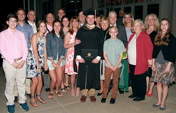 Jim Shoemake with his family at Lindenwood University’s May 2017 Commencement