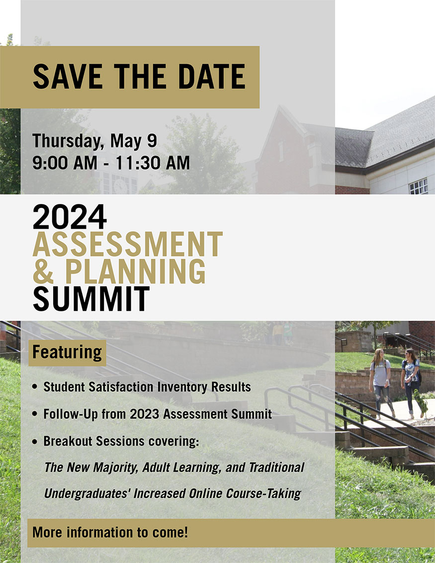 The 2024 Assessment and Planning Summit will take place on Thursday May 9, 9:00 a.m. - 11:30 a.m. More information to come