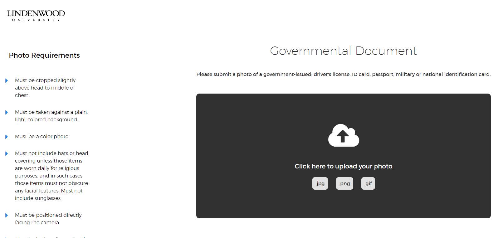 photo upload screen