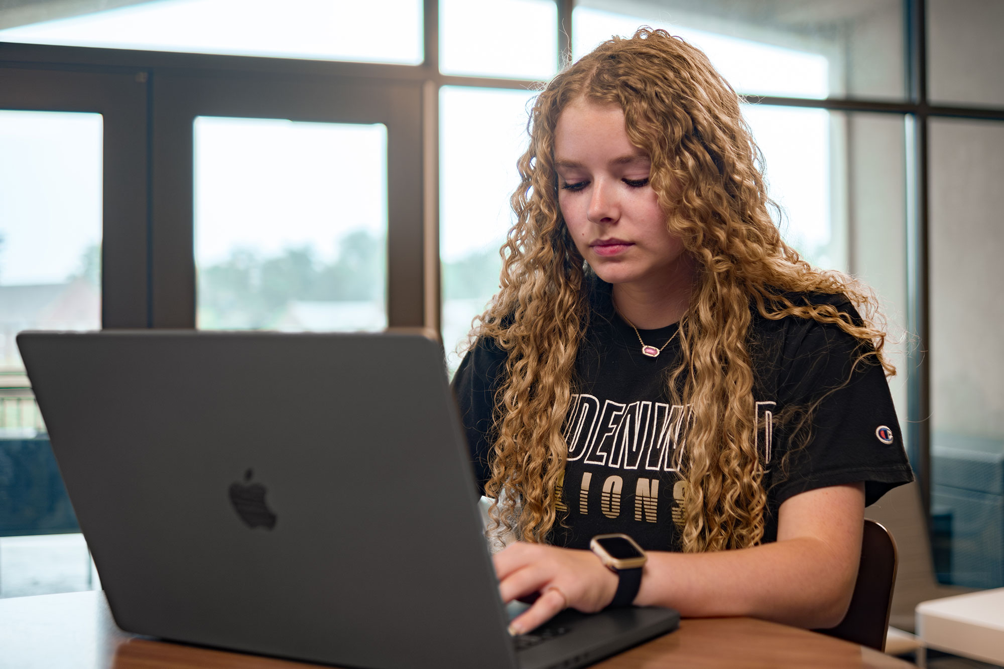 Student working on laptop