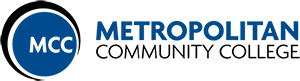 Metropolitan Community College in blue and black text