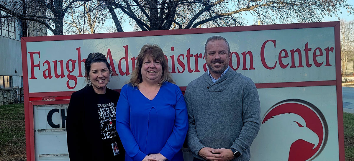 Dr. Ashley Copely, student services director, Dr. Josh Chastain, executive director of curriculum, instruction and assessment and Wendy Linton