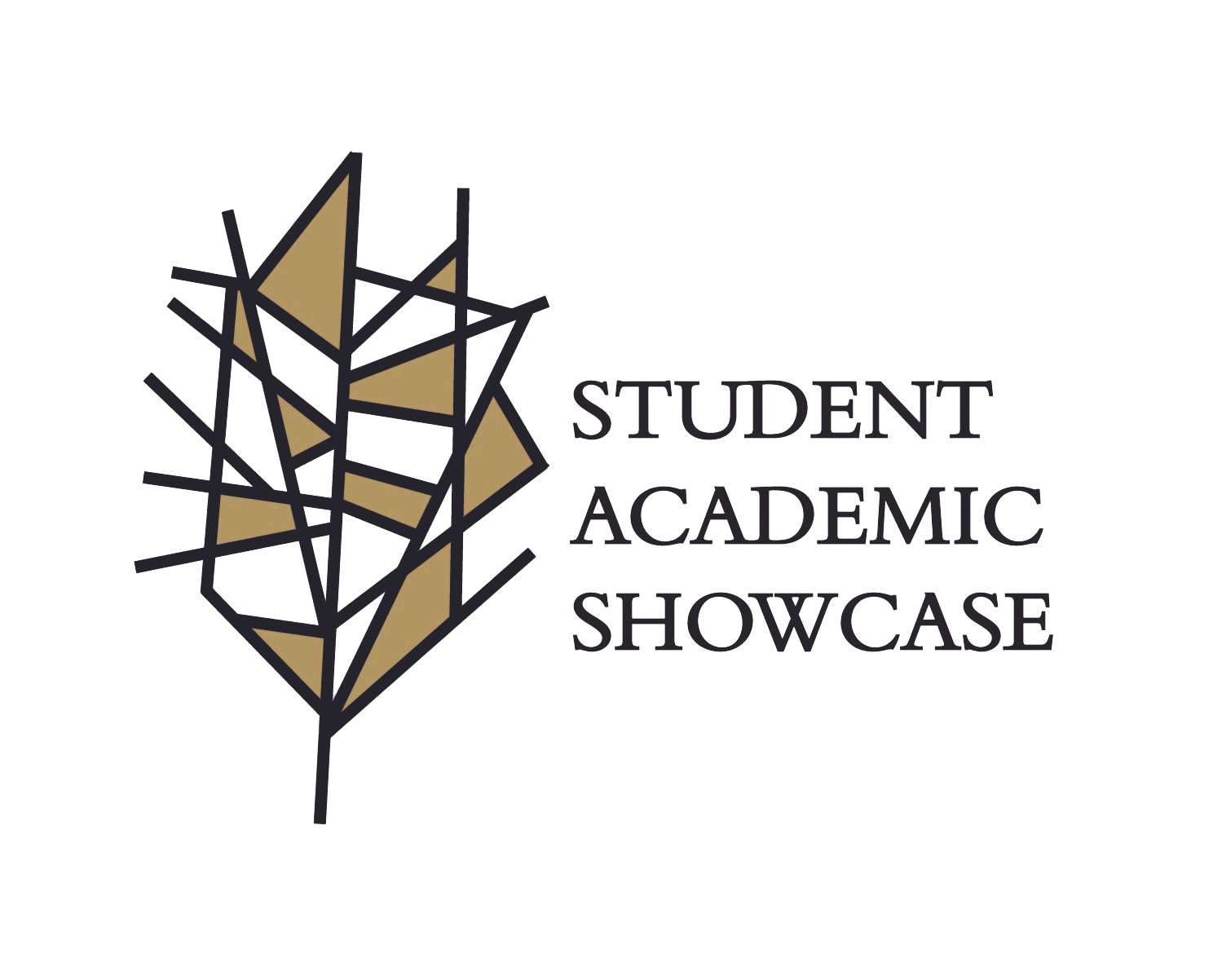 Student Academic Showcase logo. A geometirc illustration of a Linden tree