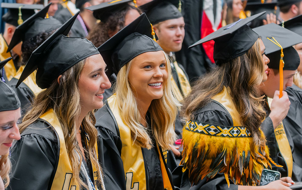Students at graduation ceremony
