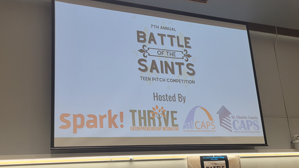 Projector screen with event name