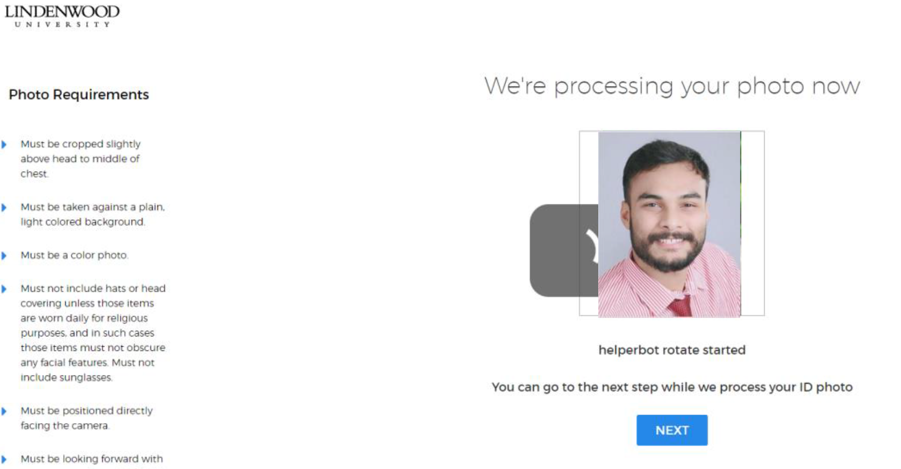photo processing screen