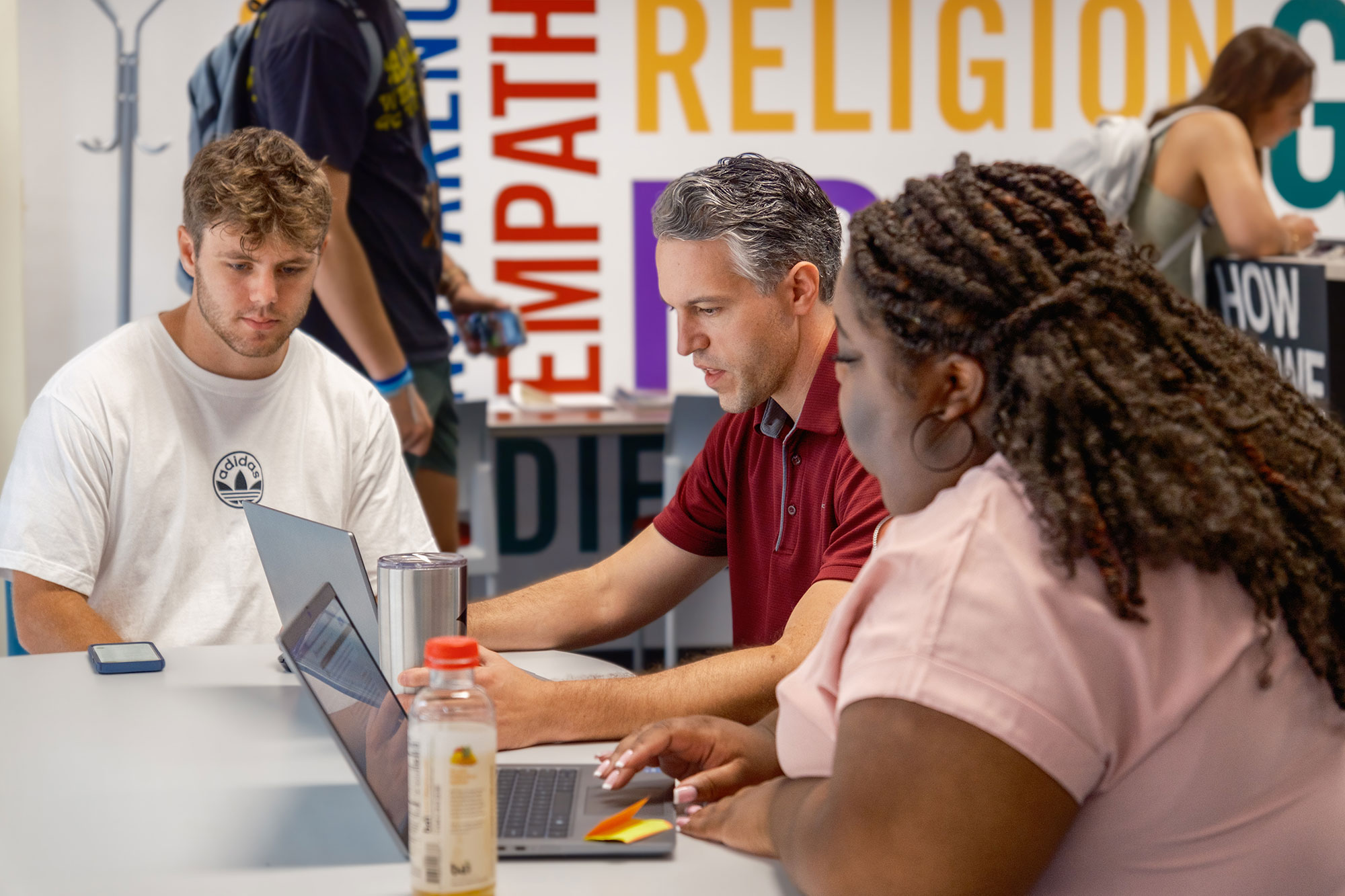 Students working on laptops